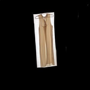 Ankle Length Cream Sheer Cover Up With Front Slit